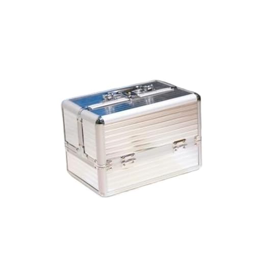 Nagellack Organizer Frauen Kosmetik Box Make-Up Koffer Schönheit Salon Fall Nagel Kosmetik Organizer Kosmetik Tasche Make-Up Fall Reise Multilayer(Silver) von RRYPBOVG