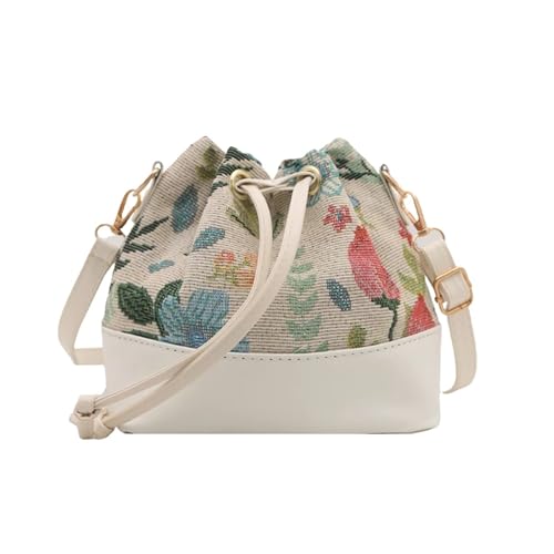RRYPBOVG Beuteltasche Damen Bedruckte, einfache Beuteltasche mit Kordelzug for Damen, Umhängetasche langem Riemen for alle Jahreszeiten(Style3) von RRYPBOVG