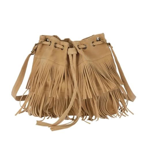 RRYPBOVG Beuteltasche Damen Diagonale Umhängetasche for Damen, Vintage-Beuteltasche, weiche Samtquaste mit Kordelzug(Khaki) von RRYPBOVG