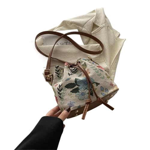 RRYPBOVG Beuteltasche Damen Eine exquisite Mini-Umhängetasche aus Stoff mit Blumenmuster, gefüttert Polyesterfaser, Kordelzugverschluss(Color 03) von RRYPBOVG