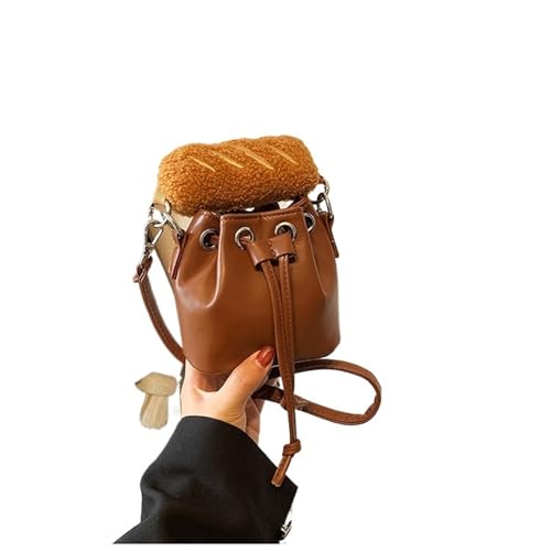 RRYPBOVG Beuteltasche Damen Frühling Sommer Retro Damen Umhängetasche Kordelzug Eimer Tasche Stilvolle Mini Handtasche Gepäck(Brown) von RRYPBOVG