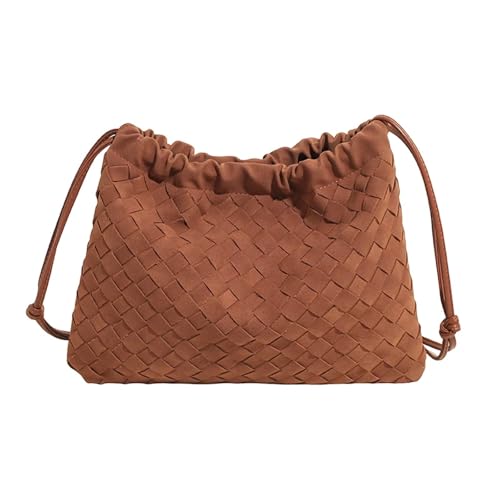 RRYPBOVG Beuteltasche Damen Gewebte Kordelzug Matte Feel Damen S Tragetasche Schultertasche Umhängetasche(Khaki) von RRYPBOVG