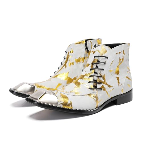 RRYPBOVG Cowboy Stiefel Männer Handgemachte Lederschuhe in gemischten Farben, Stiefel for Herren, Western-Cowboystiefel, Stiefeletten, Schnürschuhe, Party- und Hochzeitsschuhe, männlich(Camel,10) von RRYPBOVG
