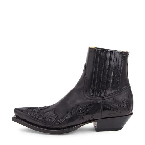 RRYPBOVG Cowboy Stiefel Männer Herrenstiefel Handgefertigte Keilstiefeletten for Herren Western Cowboystiefel Unisex Herren Lederschuhe Strapazierfähig(Black,42) von RRYPBOVG