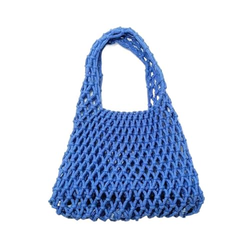RRYPBOVG Häkeltasche Strand hohle Handtasche for Frauen Stroh Seil aushöhlen handgewebte Einkaufstasche stricken Handtasche Geldbörsen Taschen for Frauen(Blue) von RRYPBOVG