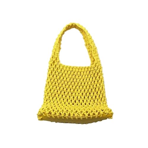 RRYPBOVG Häkeltasche Strand hohle Handtasche for Frauen Stroh Seil aushöhlen handgewebte Einkaufstasche stricken Handtasche Geldbörsen Taschen for Frauen(Gold) von RRYPBOVG