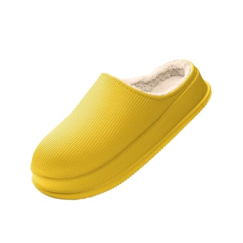 RRYPBOVG Hausschuhe EVA Herbst Und Winter Hausschuhe Damen Herren Indoor Haushaltspantoffeln Übergröße 46 47 Paar Wasserdichte Rutschfeste Dicke Sohle(Yellow2,38-39) von RRYPBOVG