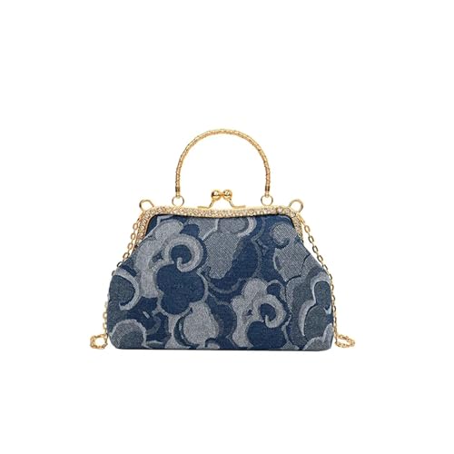 RRYPBOVG Jeans Tasche Damen Damen Abend Clutch Denim Weibliche Kette Umhängetasche Party Geldbörsen Handtasche(Dark blue) von RRYPBOVG