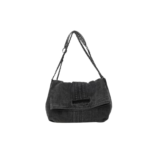 RRYPBOVG Jeans Tasche Damen Denim Damen Tasche Slant Span Schultertasche Einkaufstasche Original Retro Lazy Große Kapazität(Black) von RRYPBOVG