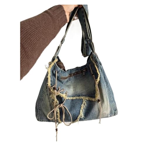 RRYPBOVG Jeans Tasche Damen Denim Jeans Casual Totes for Frauen Schulter Taschen Weiche Student Große Kapazität Weibliche Handtaschen(Blue) von RRYPBOVG