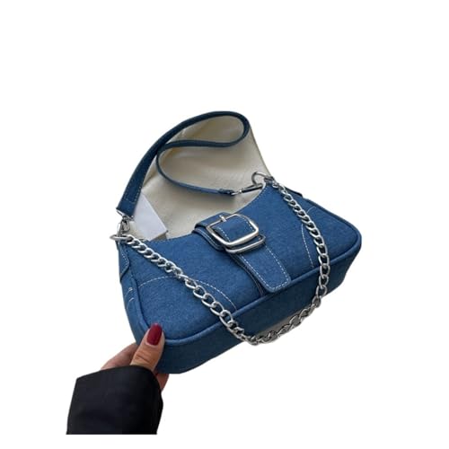 RRYPBOVG Jeans Tasche Damen Denim Umhängetasche Kette Jeans Taschen Messenger Bag Unterarm Geldbörse Handtasche Retro Damen Handtaschen(Black) von RRYPBOVG