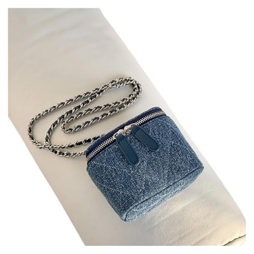 RRYPBOVG Jeans Tasche Damen Einfache Denim Tasche Retro Mini Umhängetaschen Frauen Einzelnen Schulter Kette Kleine Quadratische Packung(Deep Blue) von RRYPBOVG