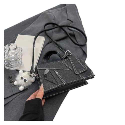 RRYPBOVG Jeans Tasche Damen Jeanstasche Damen Denim Umhängetaschen for Kleine quadratische Handtasche mit geknotetem Griff Tote Clutch(Black) von RRYPBOVG