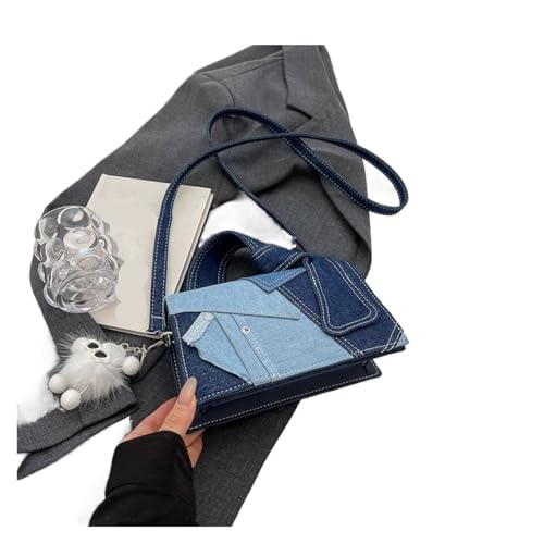 RRYPBOVG Jeans Tasche Damen Jeanstasche Damen Denim Umhängetaschen for Kleine quadratische Handtasche mit geknotetem Griff Tote Clutch(Blue) von RRYPBOVG