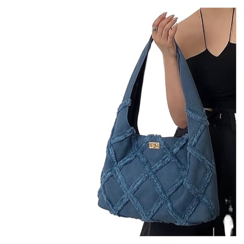 RRYPBOVG Jeans Tasche Damen Quaste Denim Tasche Canvas Frauen Große Kapazität Casual Schulter Handtasche Einkaufstasche Aufbewahrungstasche von RRYPBOVG