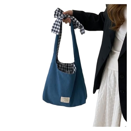 RRYPBOVG Jeans Tasche Damen Seitliche Umhängetaschen Blaue Handtasche mit großem Fassungsvermögen Schleifenriemen Urlaubs-Einkaufstasche Denim-Canvas-Handtasche(Blue1) von RRYPBOVG