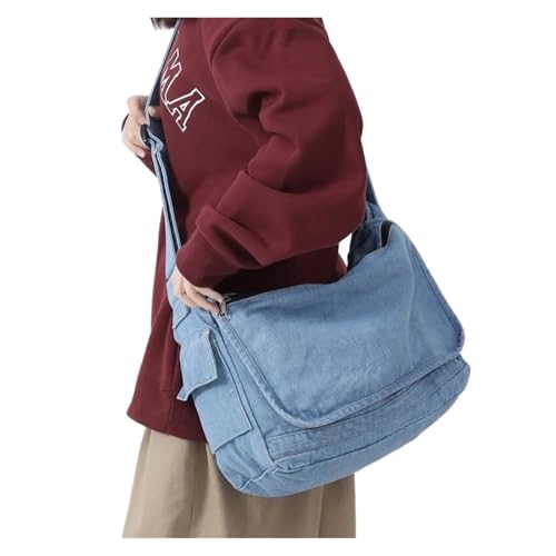 RRYPBOVG Jeans Tasche Damen Sommer Weibliche Denim Stoff Hobo Weiche Schulter Tasche Student Freizeit Schule Buch Laptop Messenger(BLUE1) von RRYPBOVG