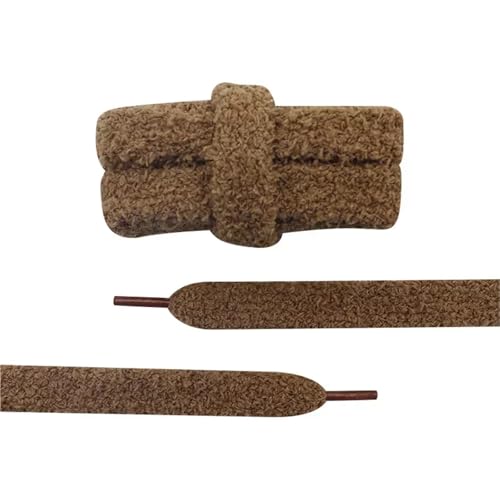 RRYPBOVG Schnürsenkel 2 Paar 15 mm breite, flache Schnürsenkel aus Plüschtuch, großes, fettes, flauschiges Design, perfekt for Damen-Freizeitschuhe(Dark brown,140cm) von RRYPBOVG