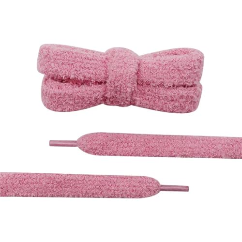 RRYPBOVG Schnürsenkel 2 Paar 15 mm breite, flache Schnürsenkel aus Plüschtuch, großes, fettes, flauschiges Design, perfekt for Damen-Freizeitschuhe(Dark pink,260cm) von RRYPBOVG