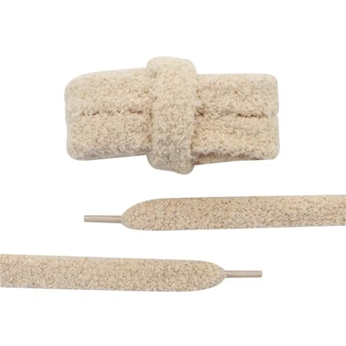 RRYPBOVG Schnürsenkel 2 Paar 15 mm breite, flache Schnürsenkel aus Plüschtuch, großes, fettes, flauschiges Design, perfekt for Damen-Freizeitschuhe(Khaki,80cm) von RRYPBOVG