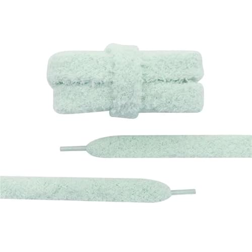 RRYPBOVG Schnürsenkel 2 Paar 15 mm breite, flache Schnürsenkel aus Plüschtuch, großes, fettes, flauschiges Design, perfekt for Damen-Freizeitschuhe(Light green,100cm) von RRYPBOVG