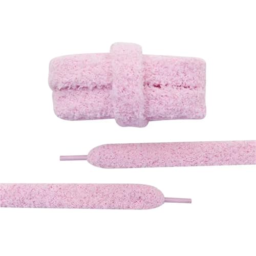 RRYPBOVG Schnürsenkel 2 Paar 15 mm breite, flache Schnürsenkel aus Plüschtuch, großes, fettes, flauschiges Design, perfekt for Damen-Freizeitschuhe(Pink,70cm) von RRYPBOVG