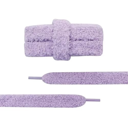RRYPBOVG Schnürsenkel 2 Paar 15 mm breite, flache Schnürsenkel aus Plüschtuch, großes, fettes, flauschiges Design, perfekt for Damen-Freizeitschuhe(Purple,100cm) von RRYPBOVG