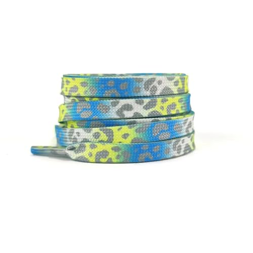 RRYPBOVG Schnürsenkel Modische flache Schnürsenkel for Turnschuhe, Farbe Leopardenmuster, Batik-Farbverlauf, Schnürsenkelseil for Männer und Frauen aus Segeltuch(Blue Yellow,120cm) von RRYPBOVG