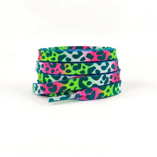 RRYPBOVG Schnürsenkel Modische flache Schnürsenkel for Turnschuhe, Farbe Leopardenmuster, Batik-Farbverlauf, Schnürsenkelseil for Männer und Frauen aus Segeltuch(Dark green pink,160cm) von RRYPBOVG