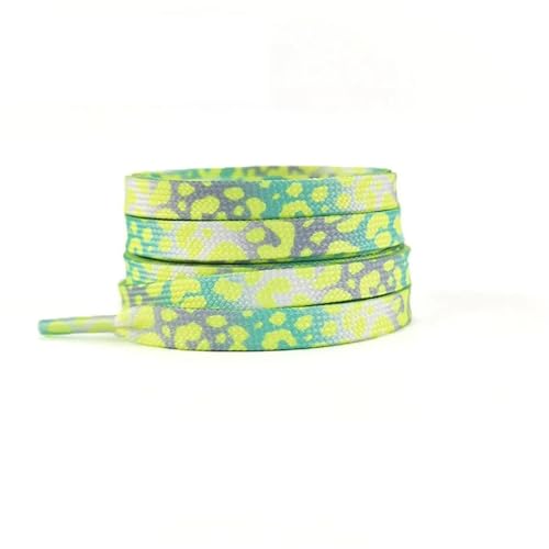 RRYPBOVG Schnürsenkel Modische flache Schnürsenkel for Turnschuhe, Farbe Leopardenmuster, Batik-Farbverlauf, Schnürsenkelseil for Männer und Frauen aus Segeltuch(Green Grey,120cm) von RRYPBOVG