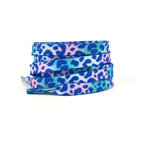 RRYPBOVG Schnürsenkel Modische flache Schnürsenkel for Turnschuhe, Farbe Leopardenmuster, Batik-Farbverlauf, Schnürsenkelseil for Männer und Frauen aus Segeltuch(Pink White Blue,120cm) von RRYPBOVG