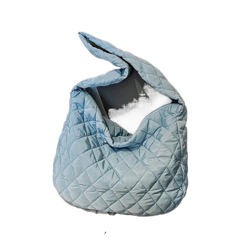 RRYPBOVG Taschen Damen Puffer Damen-Tragetasche mit Kapazität, leichte, mit Baumwolle gepolsterte, karierte Schulterhandtasche(Blue) von RRYPBOVG