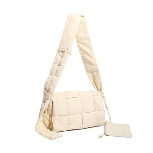 RRYPBOVG Taschen Damen Puffer Daunengepolsterte Handtasche Damen Schultertaschen Designer Gesteppte Gewebte Handtasche Umhängetasche(Beige) von RRYPBOVG