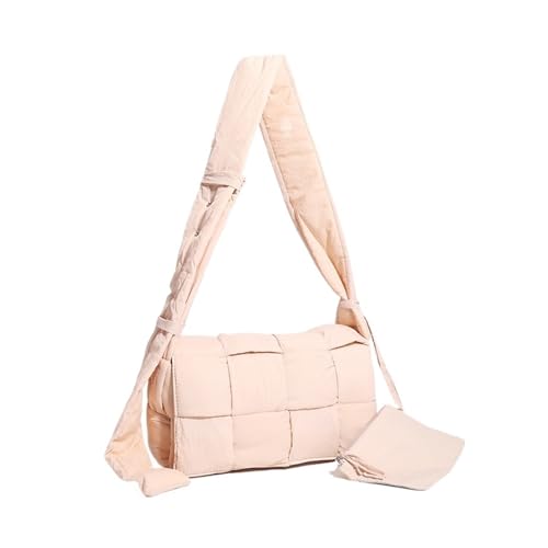 RRYPBOVG Taschen Damen Puffer Daunengepolsterte Handtasche Damen Schultertaschen Designer Gesteppte Gewebte Handtasche Umhängetasche(Pink) von RRYPBOVG