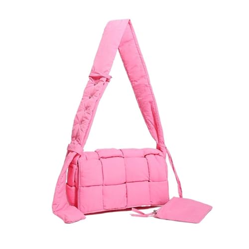 RRYPBOVG Taschen Damen Puffer Daunengepolsterte Handtasche Damen Schultertaschen Designer Gesteppte Gewebte Handtasche Umhängetasche(Rose) von RRYPBOVG