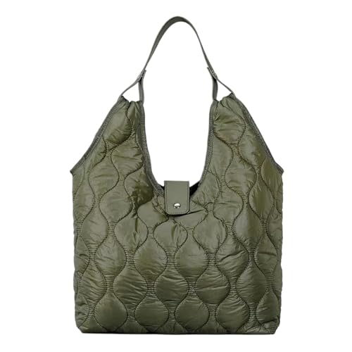 RRYPBOVG Taschen Damen Puffer Gesteppte, gepolsterte Daunenhandtasche, leichte, tragbare Tragetasche, weich, flauschig, Schultertasche(Green) von RRYPBOVG