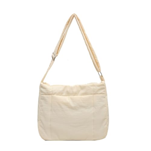 RRYPBOVG Taschen Damen Puffer Gesteppte, gepolsterte Tragetasche, große Kapazität, Stoff, schulterlange Umhängetaschen(White) von RRYPBOVG