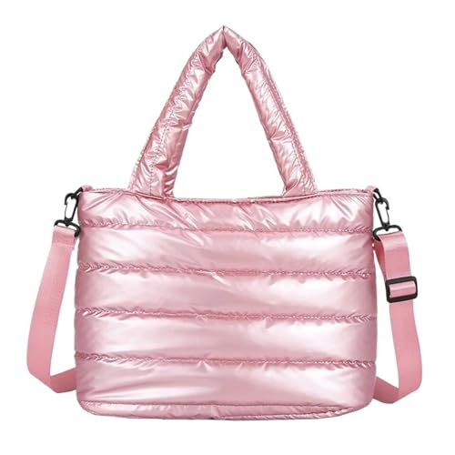 RRYPBOVG Taschen Damen Puffer Puffer Tote Damen Gesteppte Handtasche Leichte Daunenbaumwolle Gepolsterte Schultertasche Daunenpolsterung(Pink) von RRYPBOVG
