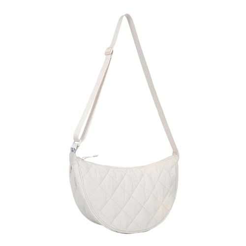 RRYPBOVG Taschen Damen Puffer Taillen-Halbmond-Gürteltasche, einfarbig, Umhängetasche, große Kapazität, Schultertaschen(White) von RRYPBOVG