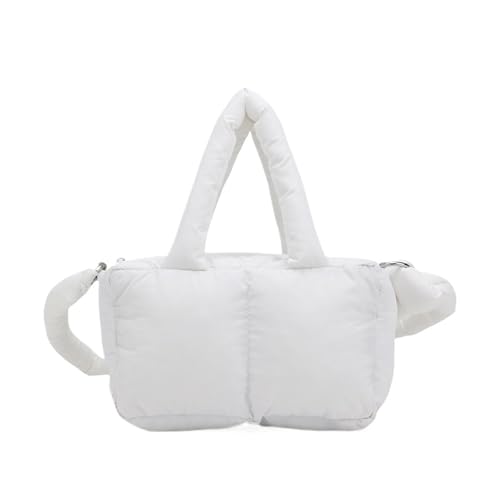 RRYPBOVG Taschen Damen Puffer Weiche kleine gepolsterte Umhängetasche Damen Mode Trend Tasche einfache kurze Griff Handtaschen(WHITE) von RRYPBOVG