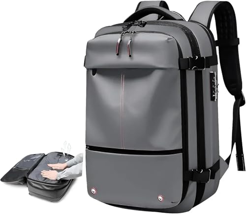 RRYPBOVG Vakuum Rucksack Vakuum-Kompressionsrucksack Mit Vakuumpumpe, Erweiterbarer Reiserucksack for Männer Und Frauen, Von Fluggesellschaften Zugelassene Business-Tasche, 60 L(F-Vacuum compressio) von RRYPBOVG