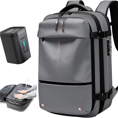 RRYPBOVG Vakuum Rucksack Vakuum-Kompressionsrucksack Mit Vakuumpumpe, Erweiterbarer Reiserucksack for Männer Und Frauen, Von Fluggesellschaften Zugelassene Business-Tasche, 60 L(F-with Suction Pump) von RRYPBOVG