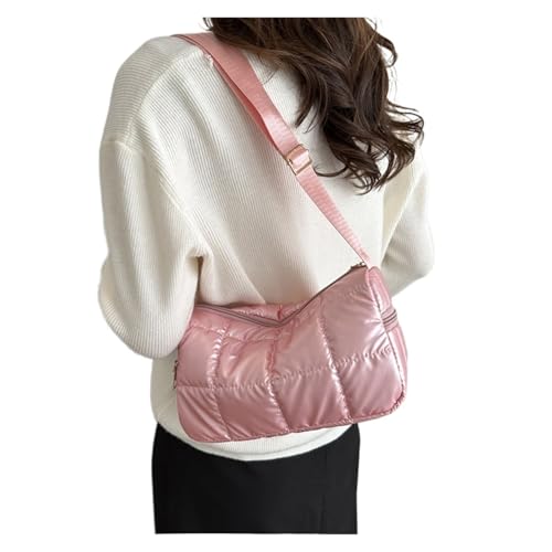Taschen Damen Puffer Gesteppte, gepolsterte Umhängetasche aus Daunen, solide Umhängetasche aus Space Cotton, Designer-Handtasche, modische Geldbörse(Pink) von RRYPBOVG