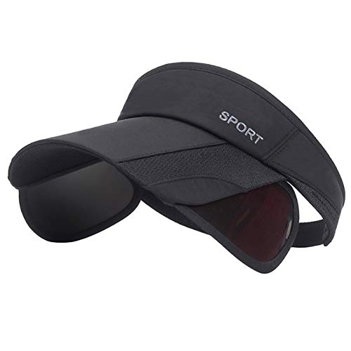 Sommerhut mit Sonnenblende für Damen, verstellbare Golfmütze mit einziehbarer Krempe, UV-Schutz, Strand-/Tennis-Sporthut - Schwarz - Large von RRiody