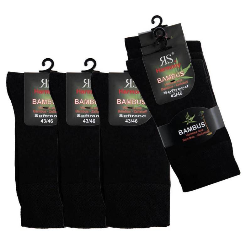 RS Harmony Basicsocken Bambus Viskose Socken Businesssocken Anzugsocken Softrand ohne Gummi (6 Paar) Spitze und Ferse verstärkt von RS Harmony