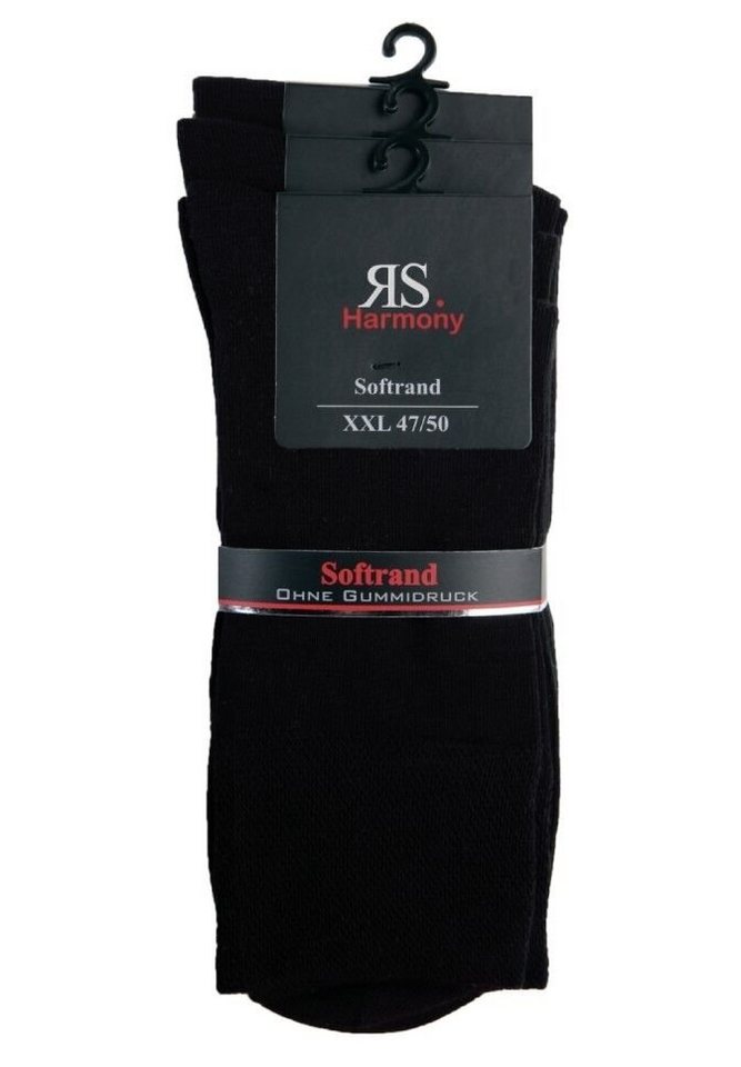 RS Harmony Businesssocken Baumwolle Herren Übergröße 47-54 schwarz mit Softrand o. Gummi von RS Harmony