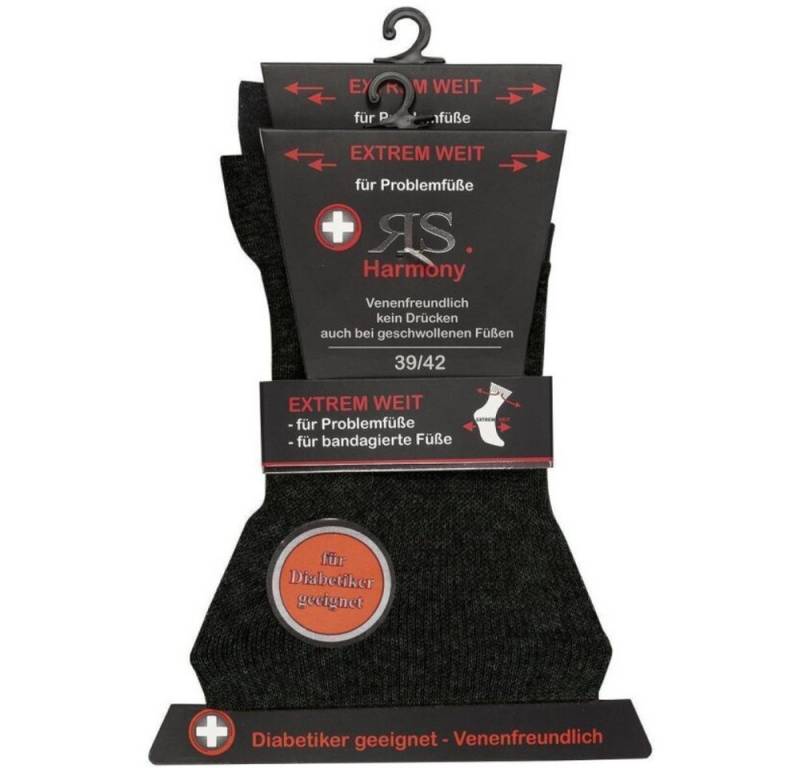 RS Harmony Diabetikersocken Diabetiker Socken extrem weit breit venenfreundlich Problemfüße (2 Paar) Spitze und Fese verstärkt von RS Harmony