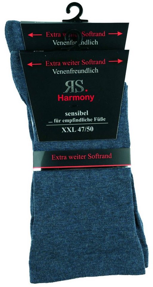 RS Harmony Socken Diabetikersocken extra weit breit Übergröße ohne Gummi für Problemfüße (2 Paar) Spitze und Ferse verstärkt von RS Harmony