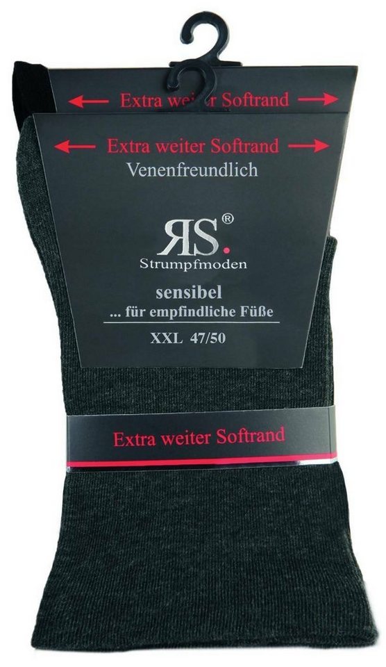 RS Harmony Socken Diabetikersocken extra weit breit Übergröße ohne Gummi für Problemfüße (2 Paar) Spitze und Ferse verstärkt von RS Harmony