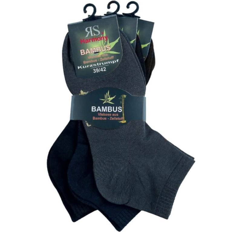 RS Harmony Kurzsocken Bambus Viskose Kurzschaftsocken Kurzstrumpf Quartersocken 3 Farben (3 Paar) Spitze und Ferse verstärkt von RS Harmony